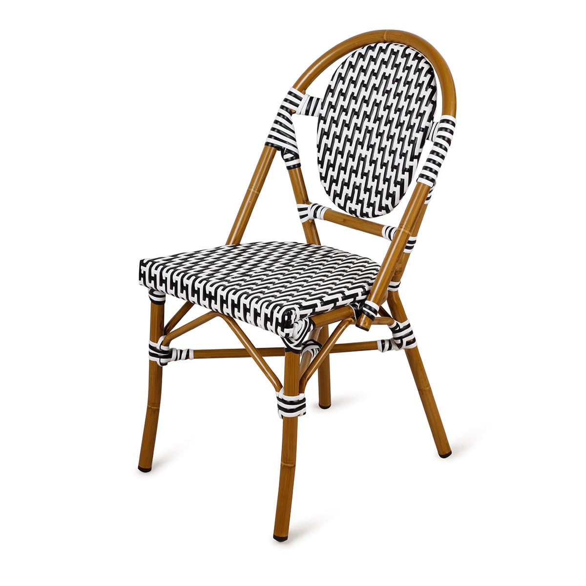 Chaise et tabouret fabriqué en métal et rotin synthétique