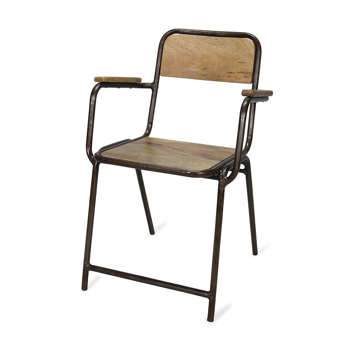 Chaises de bar avec accoudoirs fabriquées en bois de mangue.