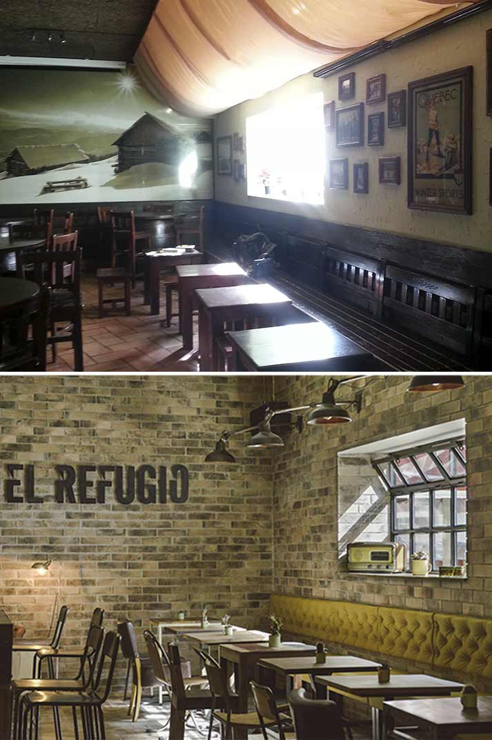 Antes y después del interiorismo y reforma de espacios comerciales.