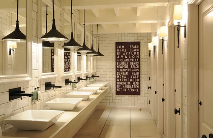 Ideas de decoración de baños para restaurantes.