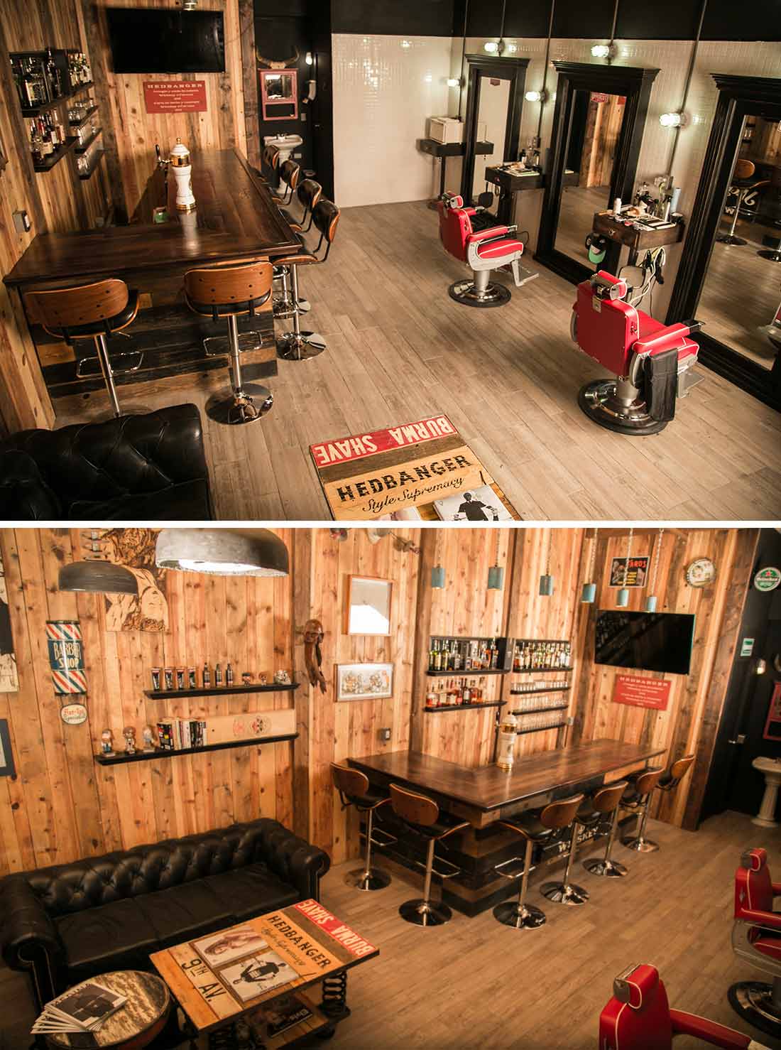 Exemples décoration et agencement barbershop. 