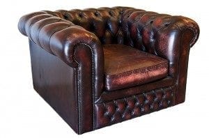 Photo. Fauteuil Chesterfield style vintage.