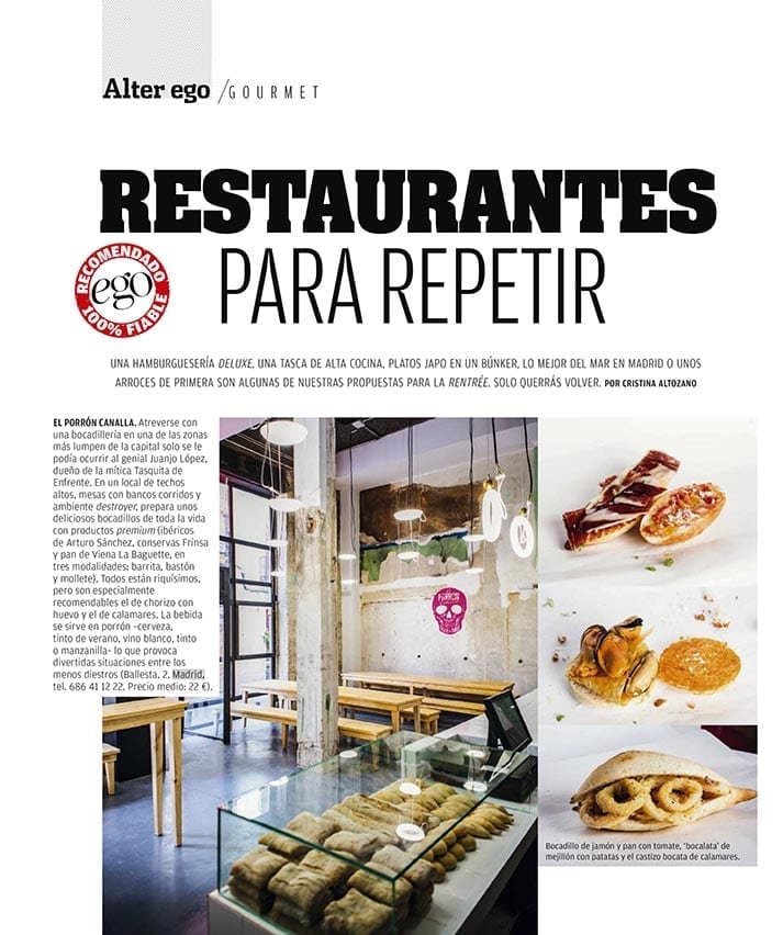 Reportaje Ego Magazine. Tendencias restaurantes.
