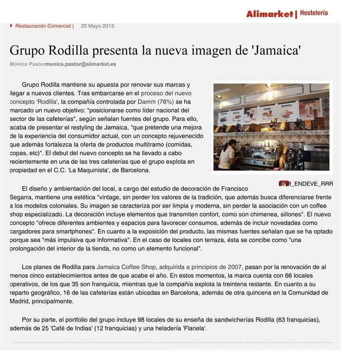 Photo.Mobilier hôtellerie dans la publication Alimarket