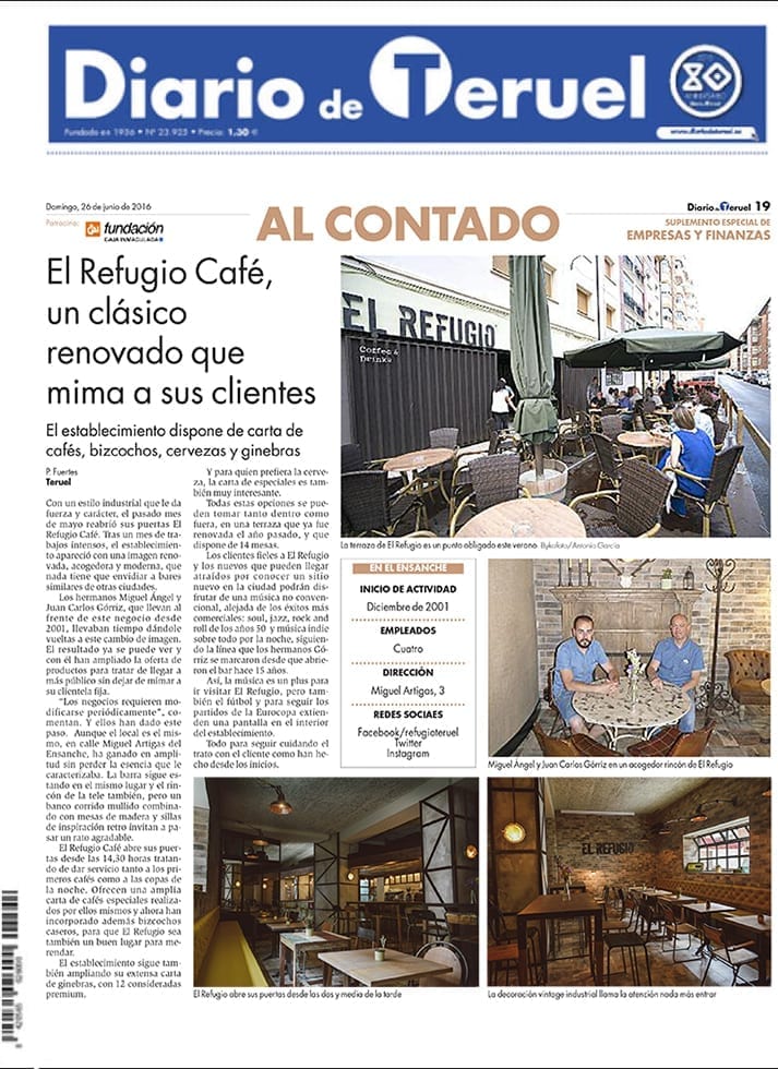 La nueva imagen de EL Refugio en el Diario de Teruel.