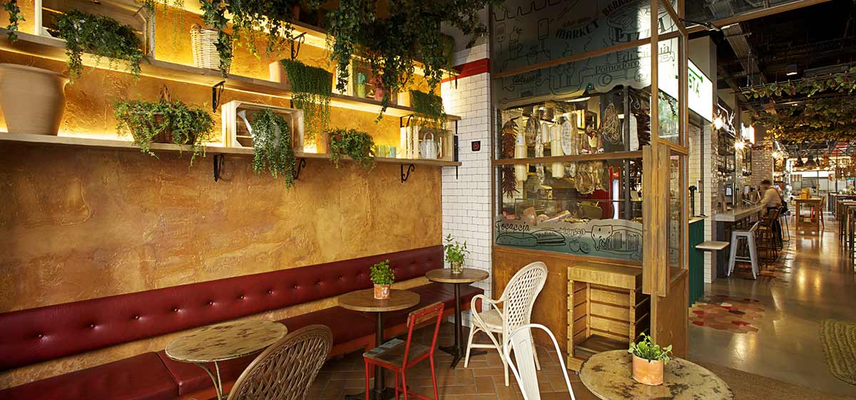 Photo.Restaurant design retro industriel avec une décoration tendance