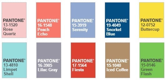 Tendances couleurs 2016 Pantone