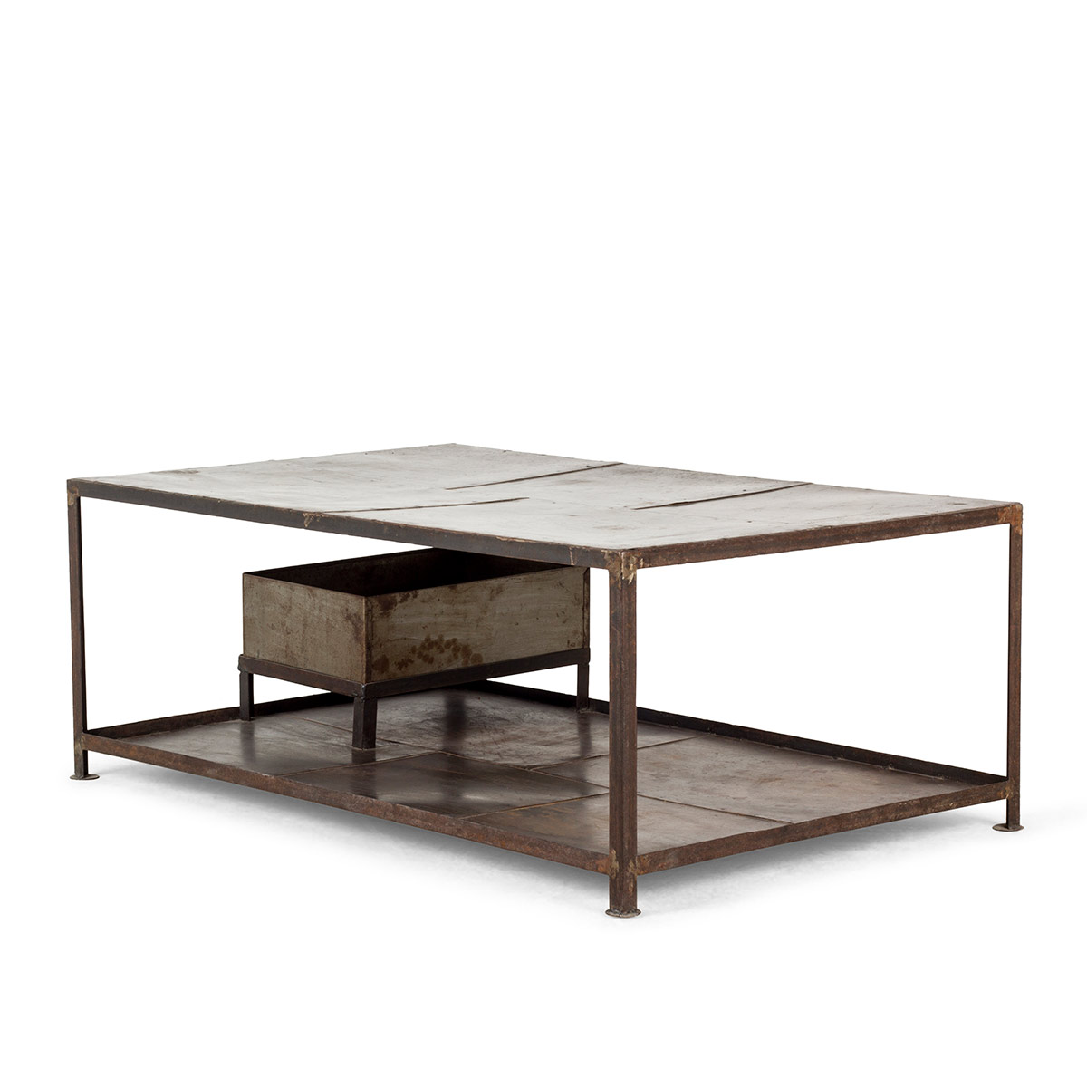 Modern and industrial waiting room table.