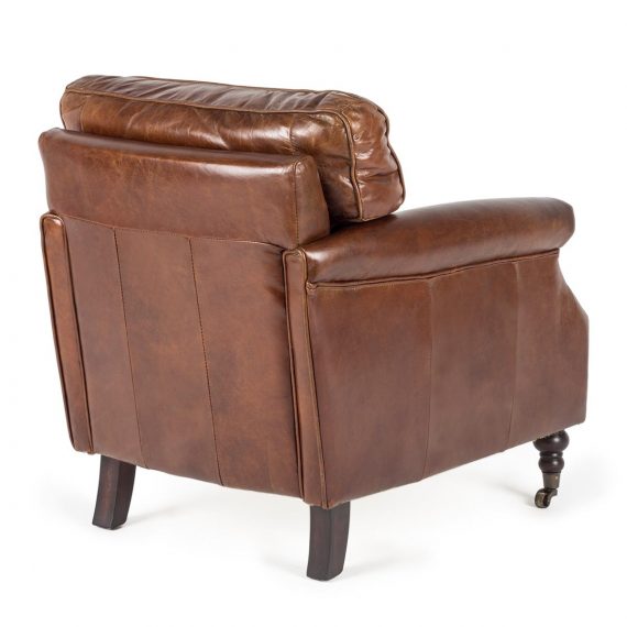 Image arrière du fauteuil en cuir style vintage.