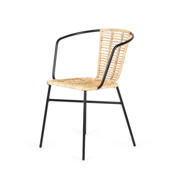 Cane and rattan chair.