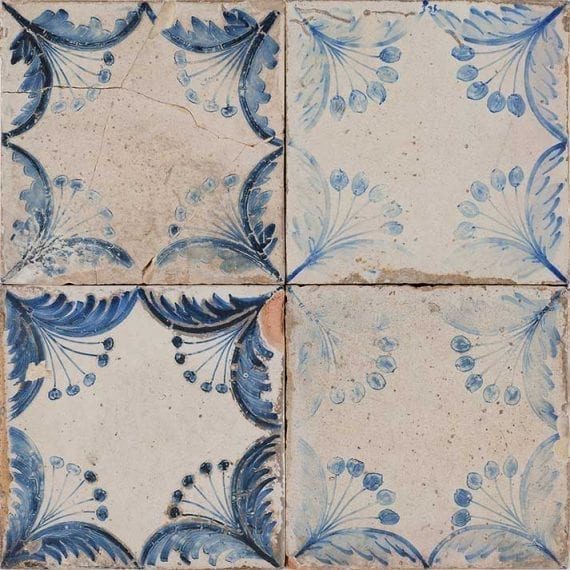 Vintage floor and wall commercial tiles.