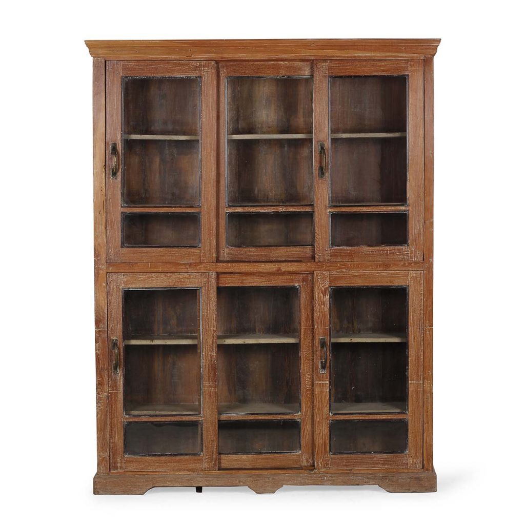 Collection of antique display made of wood.