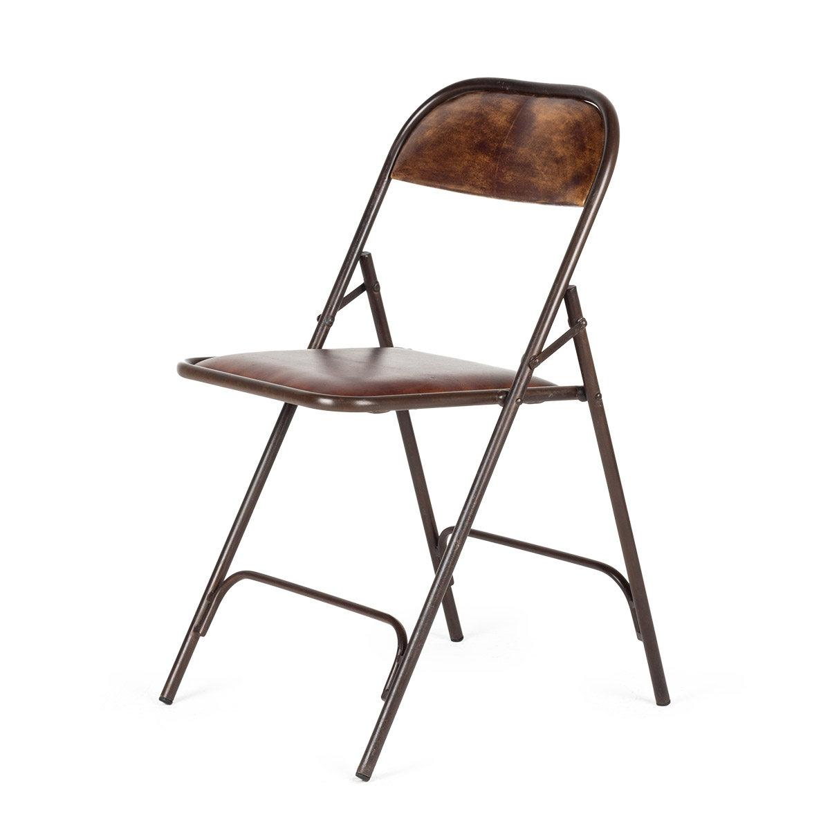 Chaises de bar pliantes fabriquées en cuir ou bois d'acacia.