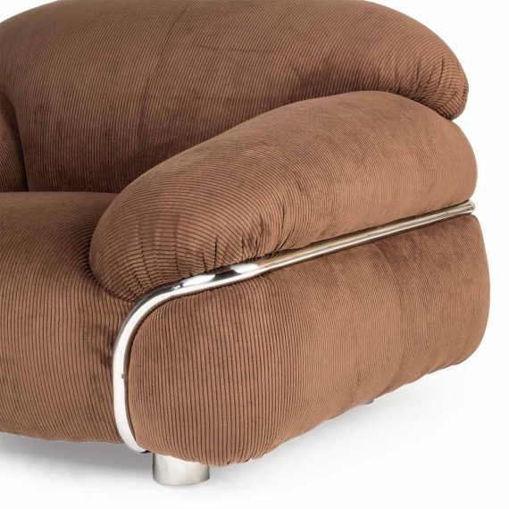 Retro brown corduroy sofas and armchairs.