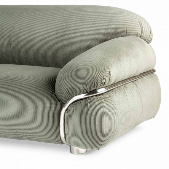 Retro green corduroy sofa.