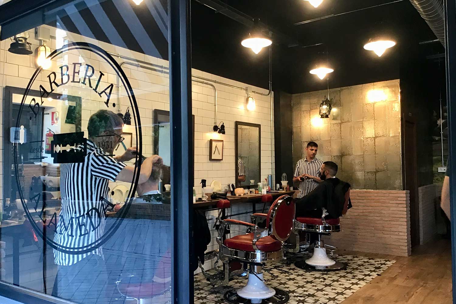 Industrial style barbershop.