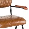 Leatherette chairs with arms.