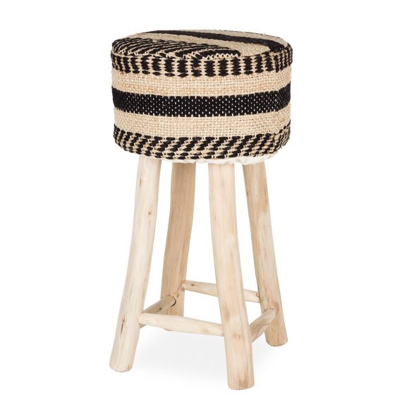 High stools with fabric upholstery.