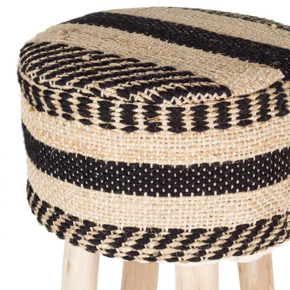 High stools upholstered in cotton and jute.