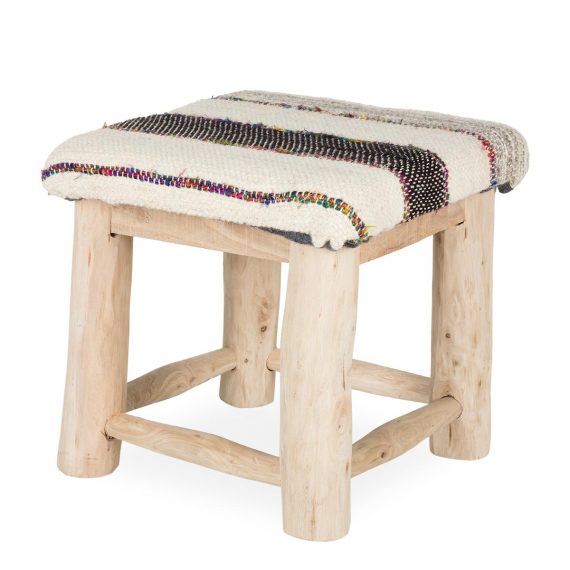 Low and square stool.