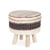 Low cotton upholstered stools.