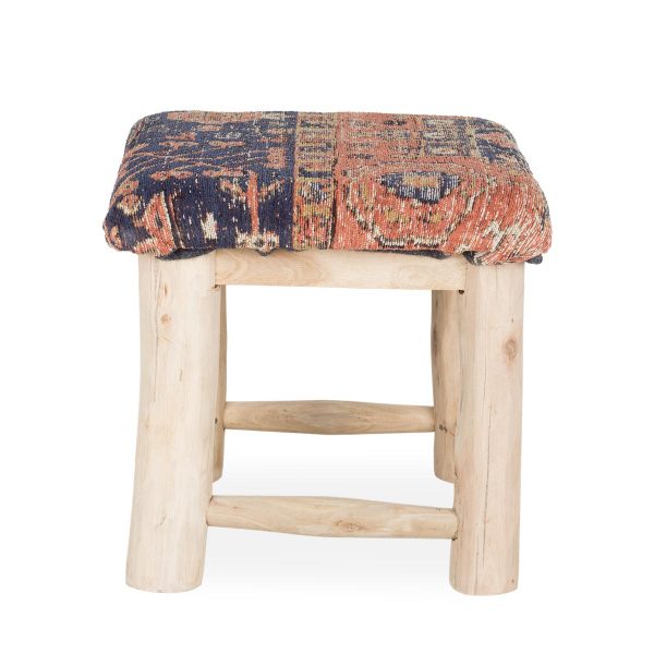 Stools upholstered in fabric.