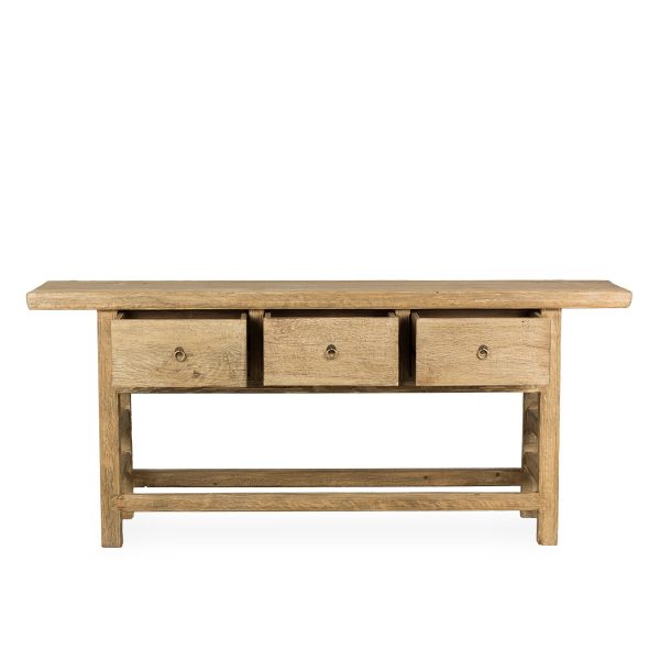 Console table with three drawers.