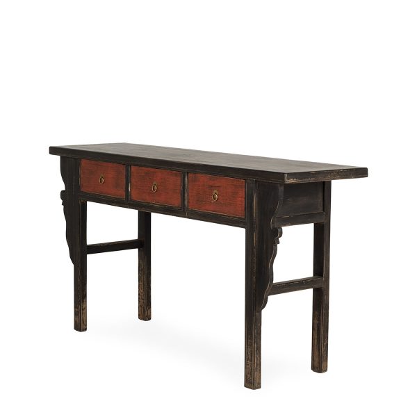 Console tables in wood.