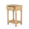 Natural wood accent tables.