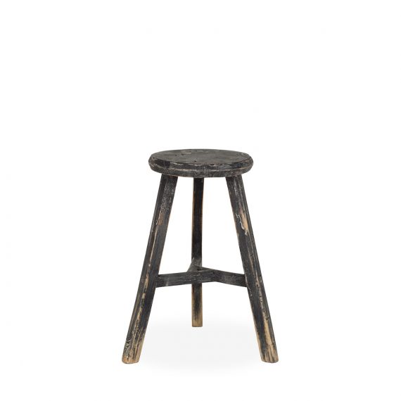 Round wooden stool.