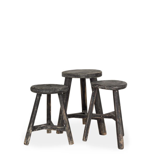 Round wooden stools.