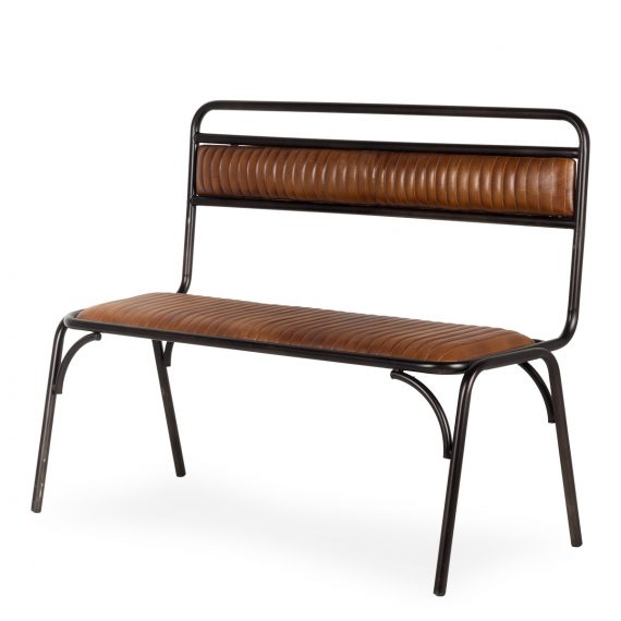 Leather upholstered bench.