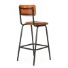 Brown leather stool.