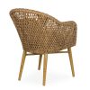 Outdoor chairs in synthetic rattan.
