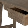 Wood console tables.