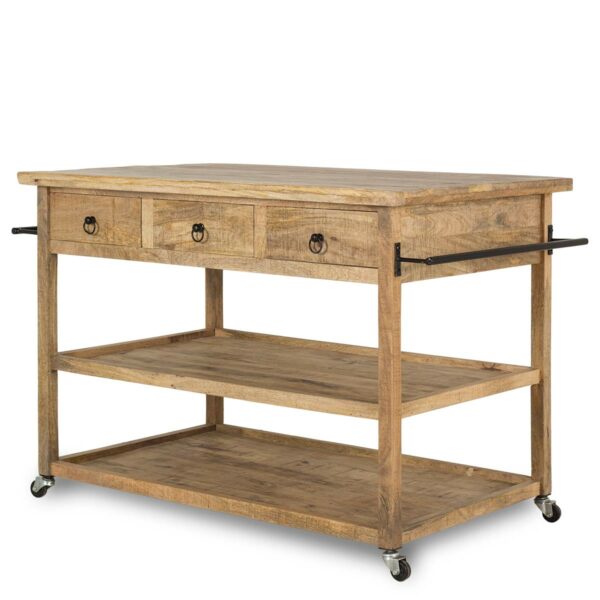 Wood bar cart.