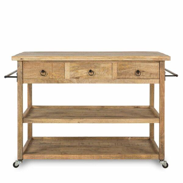 Wooden bar cart.
