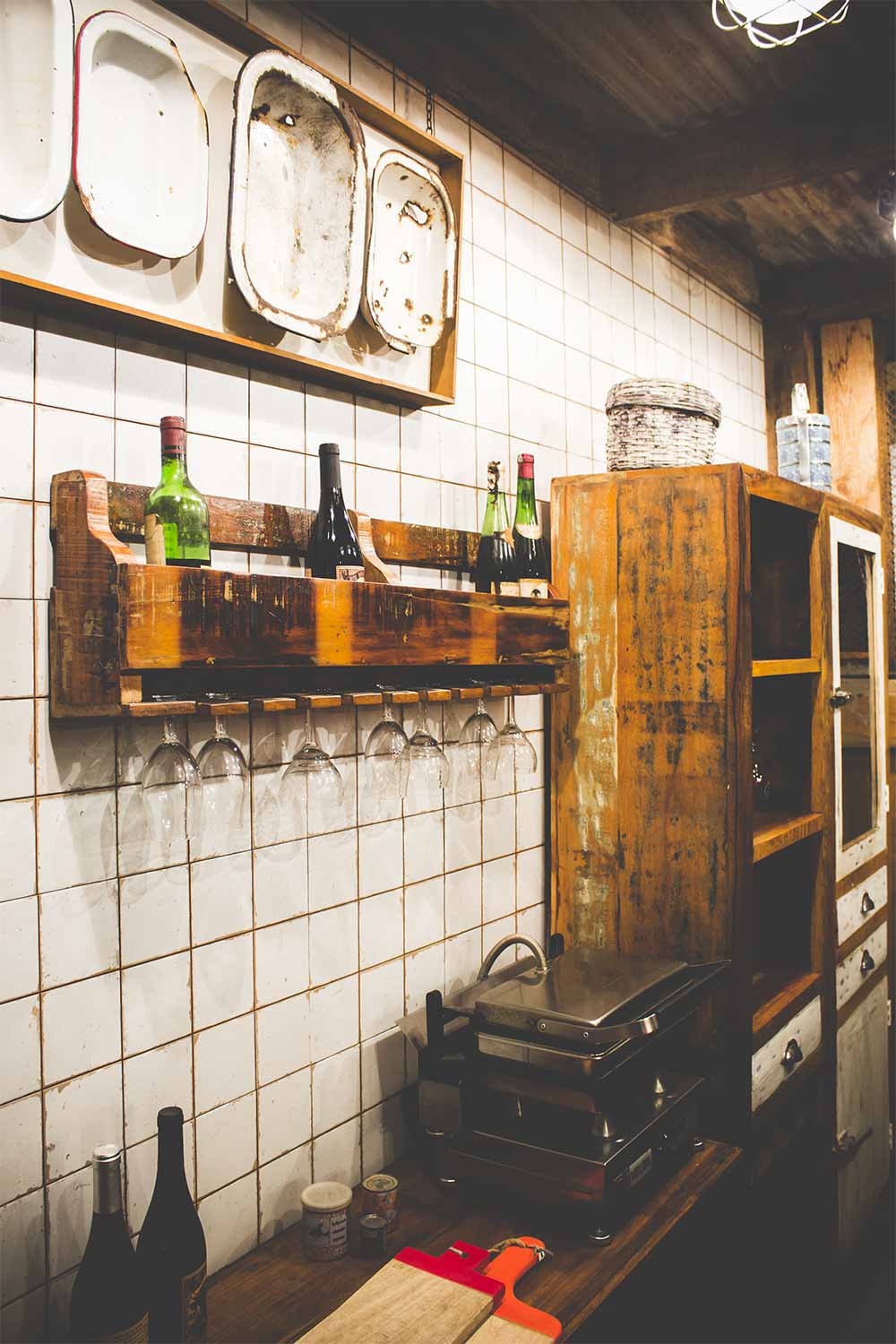 Wall bottle rack.