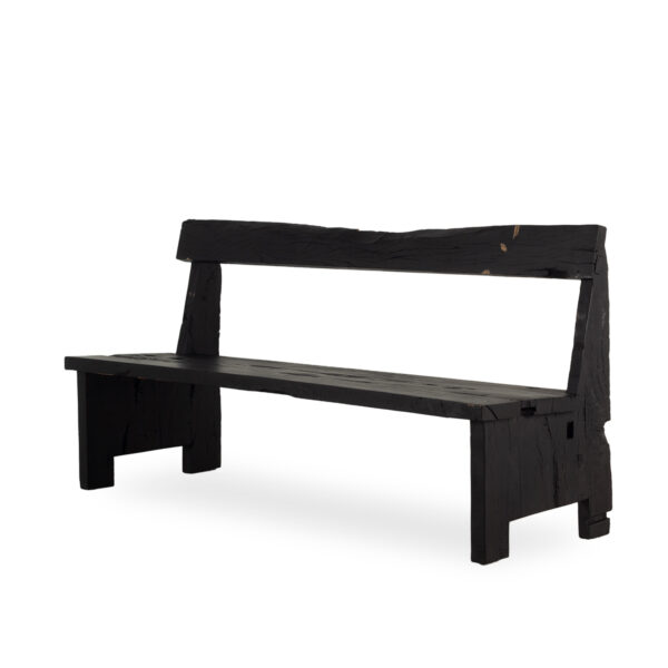 Black wood benches.