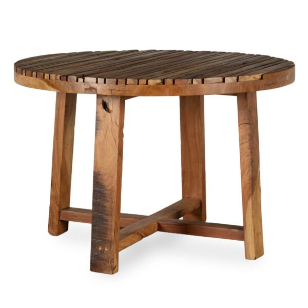 Round wood tables.
