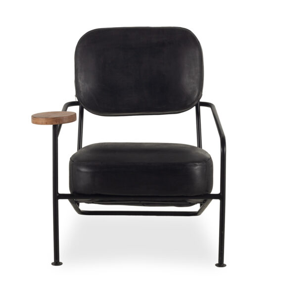 Black leather armchair.