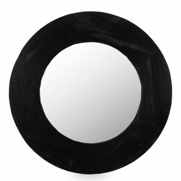 Miroir rond bois.