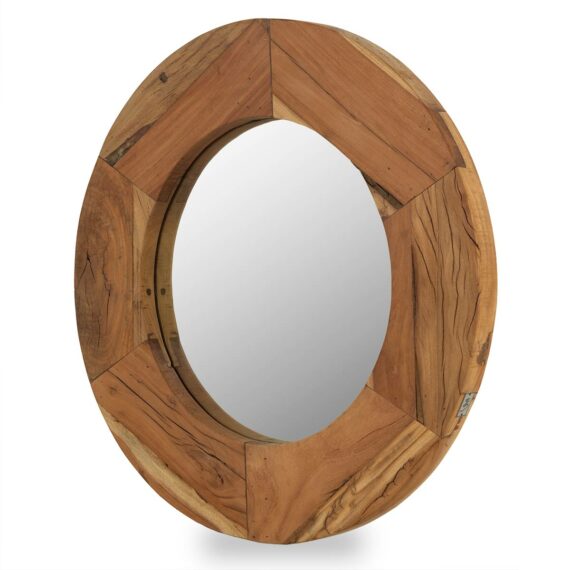 Miroir rond bois.
