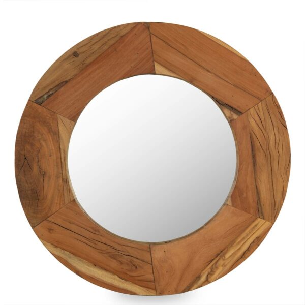 Miroir rond en bois.
