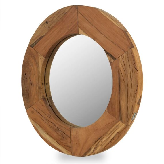 Round wood mirror.