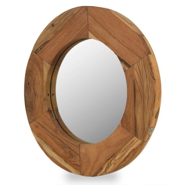 Round wood mirror.