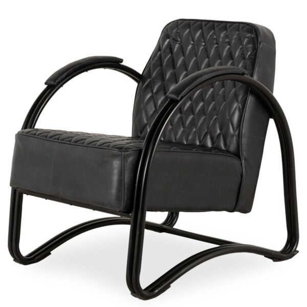 Fauteuil cuir métal noir.