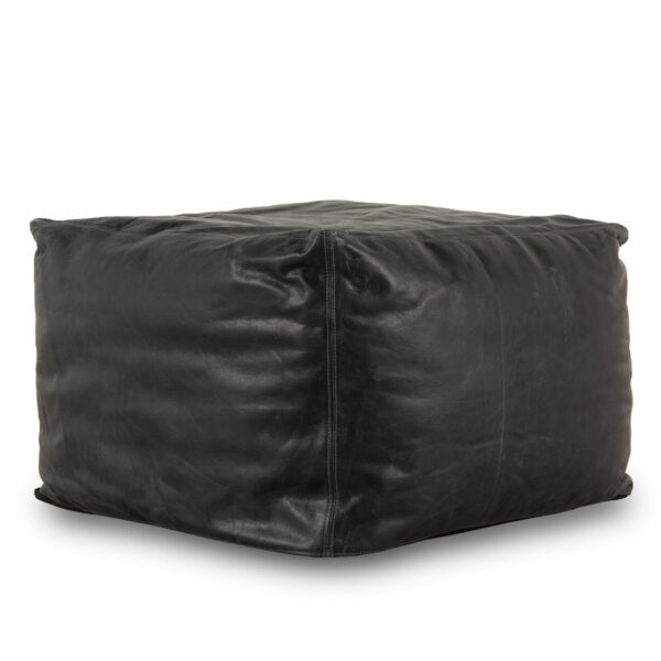 Leather poufs.