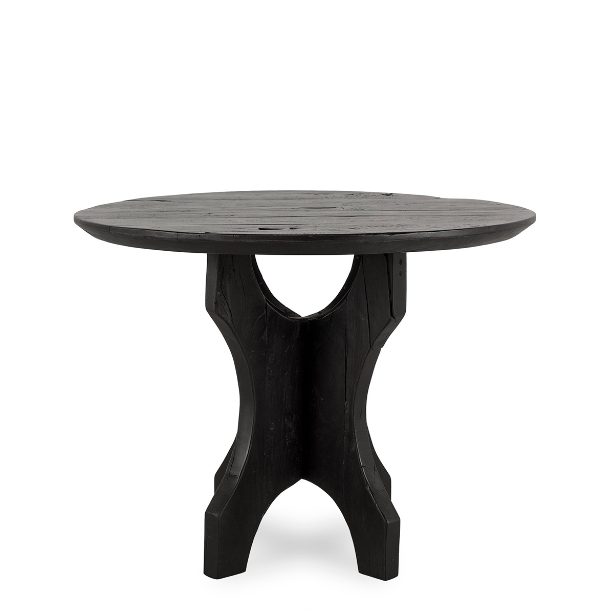 Table ronde en bois.
