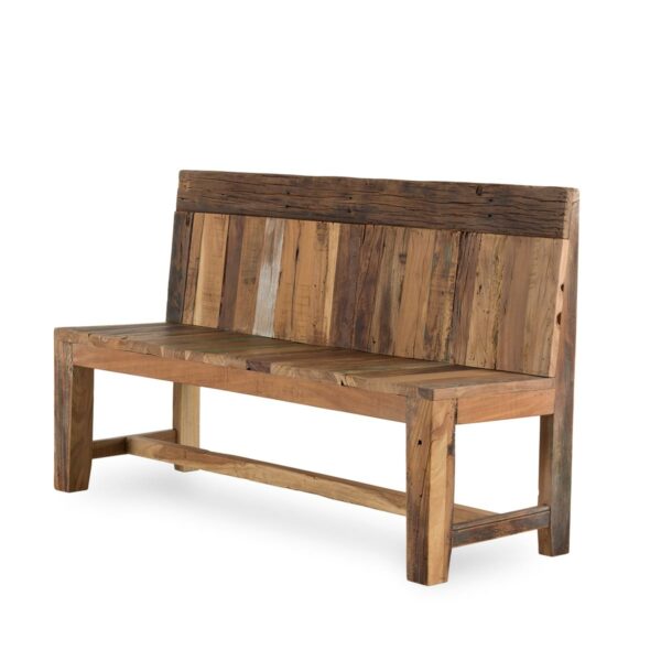 Wooden booth benches.
